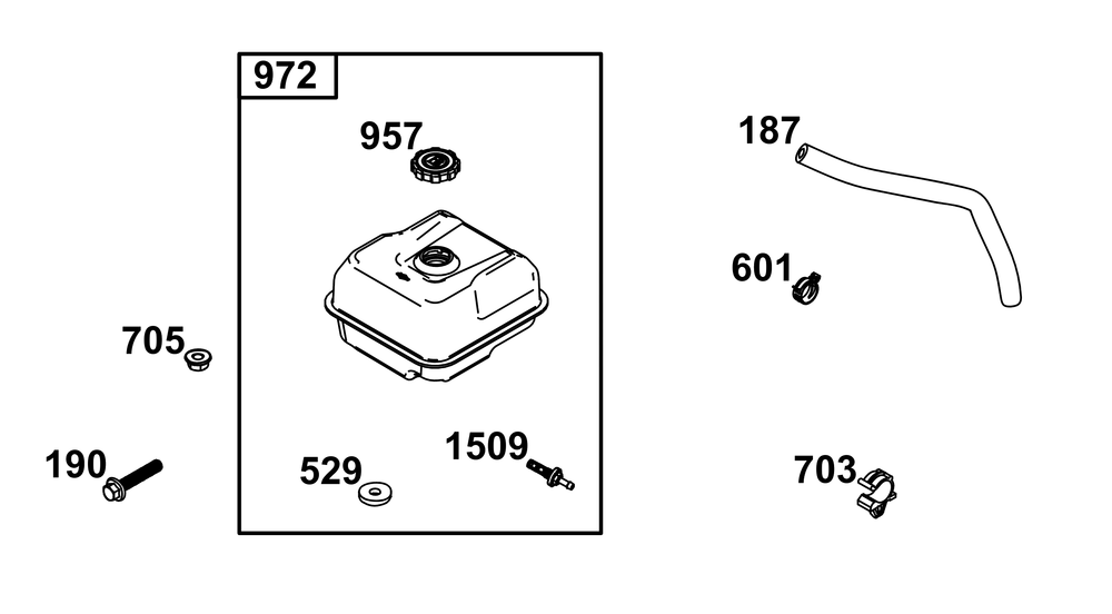 Fuel Supply Group Diagram and Parts List for 19T132-0002-H5 100000 - 19Z999 Briggs and Stratton Engine